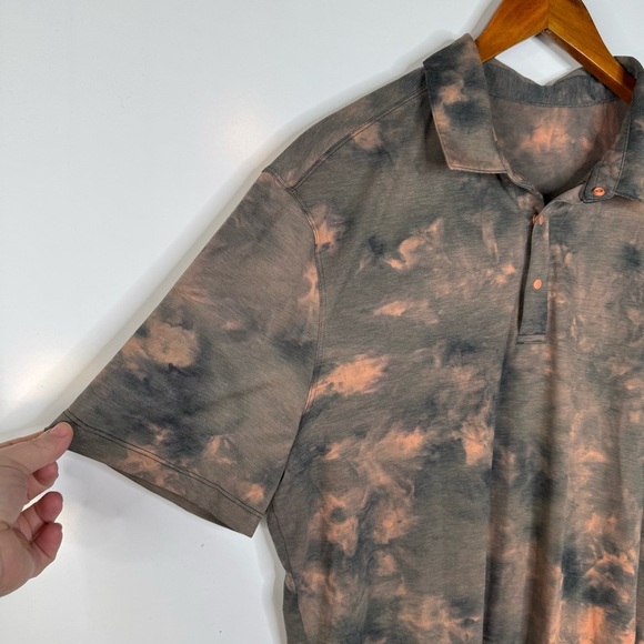 Lululemon Evolution Short Sleeve Polo Diamond Dye Sedona Sunset Graphite Grey - Picture 5 of 7
